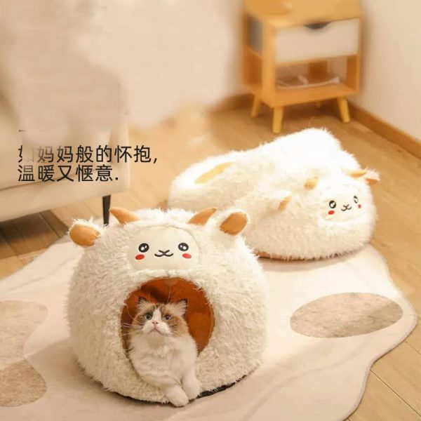 Lamb Slippers Cat Nest2